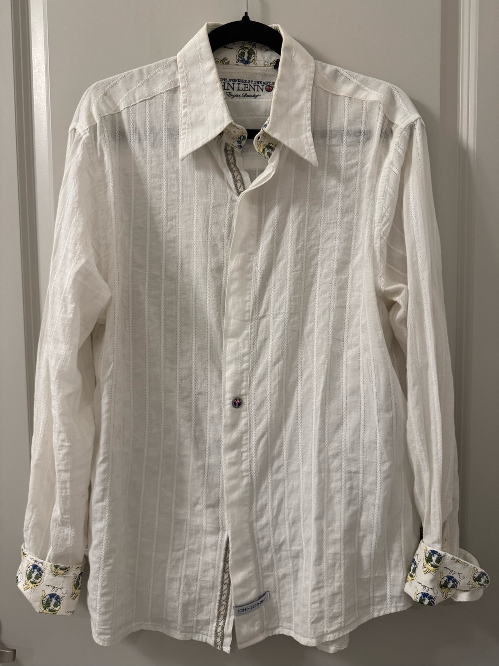 John Lennon English Laundry White Shirt Men's Large Long Sleeve Button up